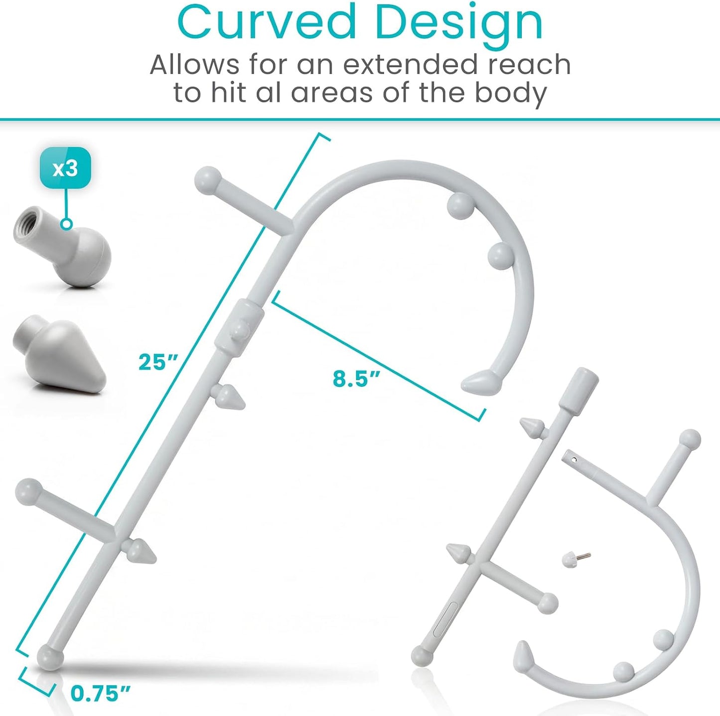 Vive Back and Neck Massager Cane - Trigger Point Massage Tools for Pain | Relief and Muscle - Handheld Self Massage Hook Therapy for Neck, Shoulder - Deep Tissue Myofascial Release Aid for Women