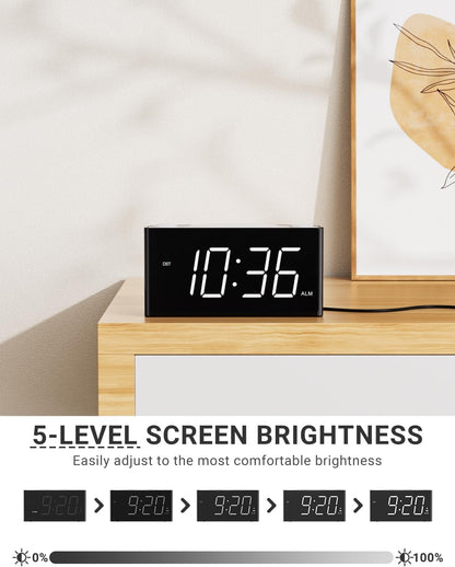 Extra Loud Vibrating Alarm Clock with Bed Shaker for Heavy Sleeper Deaf Hard of Hearing, Large LED Display Digital Clock for Bedroom,Dimmer,Night Light,USB Phone Charger,Battery Backup,Senior Teen Kid