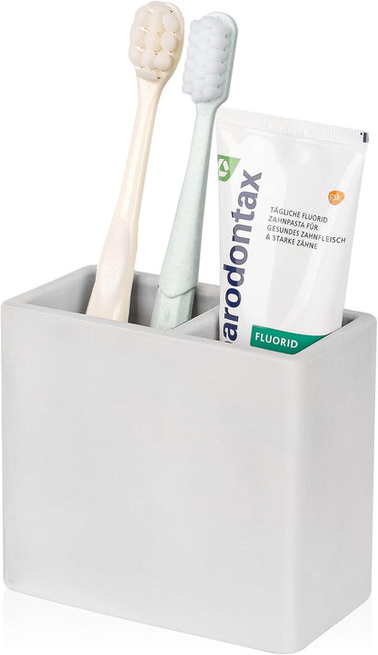 Diatomite Toothbrush Holder Toothpaste Organizer, Marble White | Quick Drying, Non-Slip, 2 Slots Kids Electric Tooth Brush Holder for Bathroom, for Countertop, Shower, Vanity