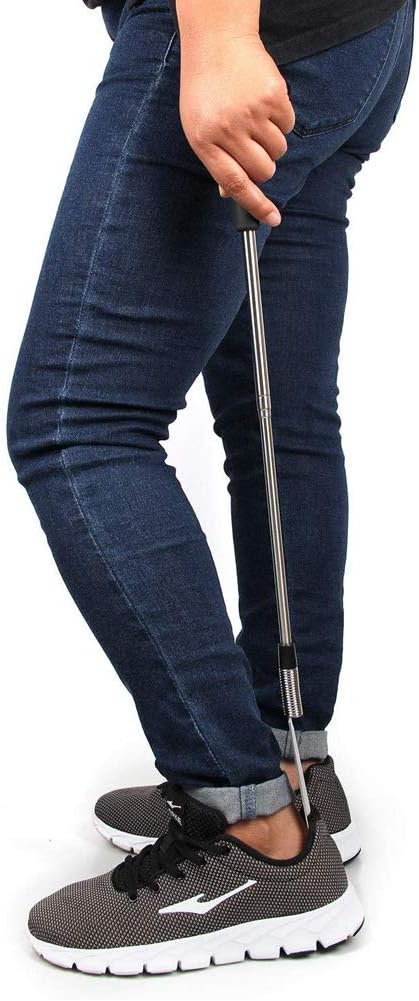 Fanwer Shoe Horn Long Handle for Seniors, Set of 2, Extendable (16" to 31") Metal Shoehorn, Wear Shoes without Bending, Suitable for People of Different Heights
