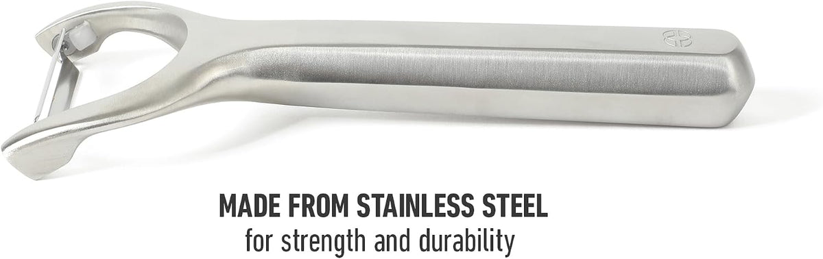 Calphalon Stainless Steel Vegetable Peeler with Swivel Blade, Ergonomic Non-Slip Grip Handle for Fruits & Vegetables, Kitchen Peeler for Smooth Peeling & Meal Prep