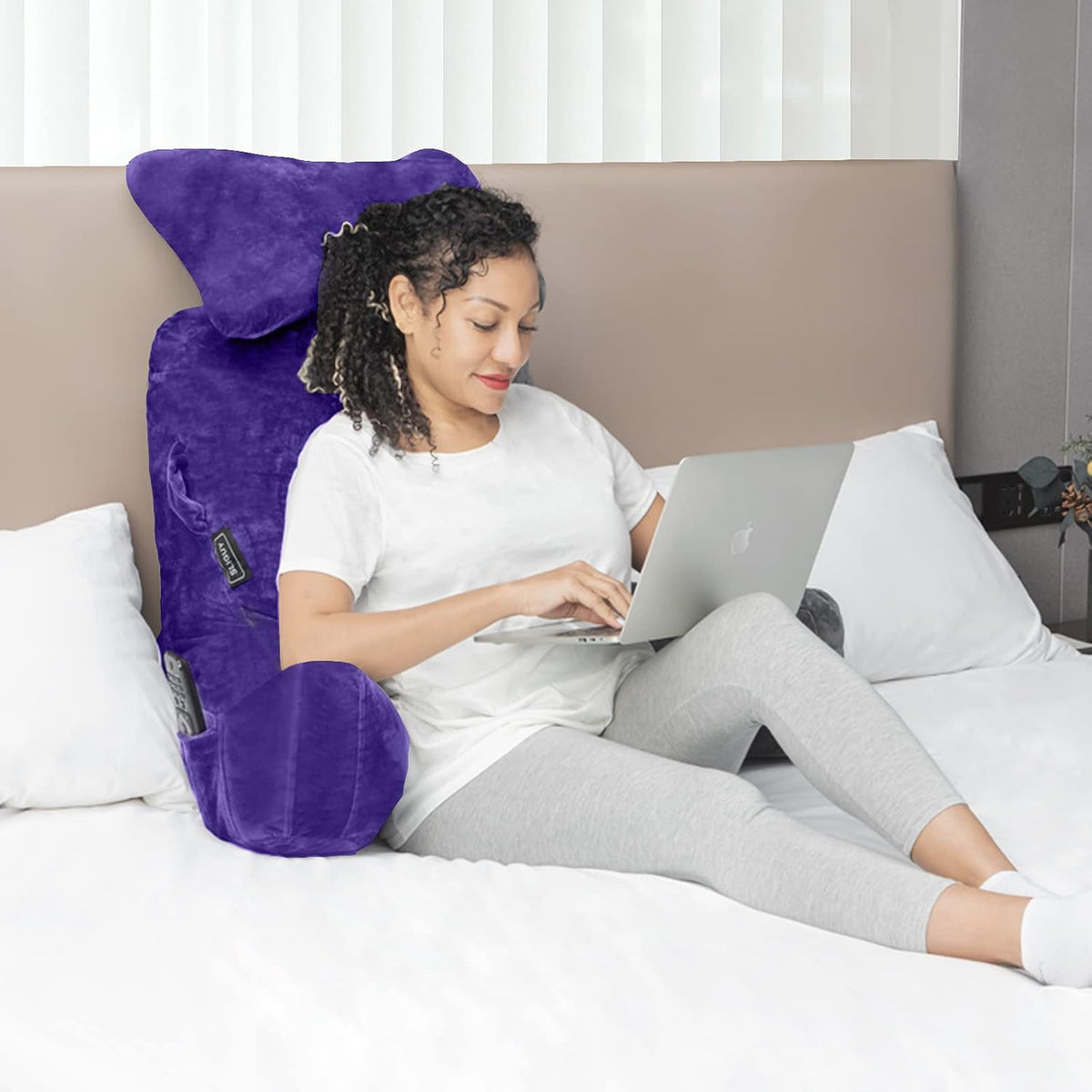SLIGUY Reading Pillow-Bed Rest Pillow with Detachable Neck Roll & Support Arm for Sitting in Bed Couch or Floor-Backrest Reading Pillow Adult Back Pillow for Reading/Watching TV/Gaming,Dark Grey