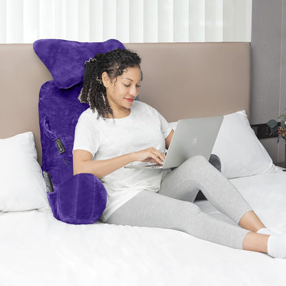 SLIGUY Reading Pillow-Bed Rest Pillow with Detachable Neck Roll & Support Arm for Sitting in Bed Couch or Floor-Backrest Reading Pillow Adult Back Pillow for Reading/Watching TV/Gaming,Dark Grey