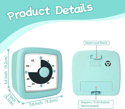 Visual Timer 60 Minute Timer Silent Countdown Clock – No Ticking, Gentle Ring with Mute Option, Timers for Kids Homework Classroom Management Kitchen Pasta, Adult Pomodoro & Deep Work, Purple