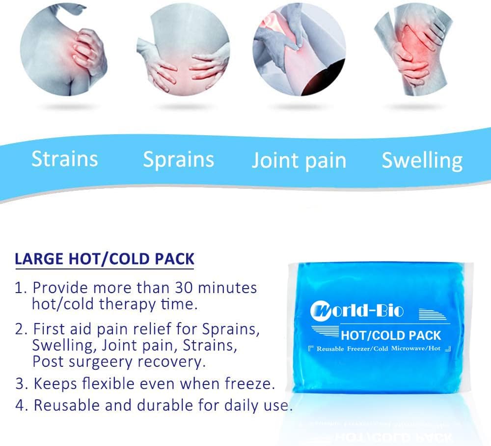 Reusable Ice Gel Pack for Injuries, Soft Cold Pack Ice Wrap Hot Cold Compress Alleviate Inflammation Joint Pain Muscle Soreness, Flexible & Adjustable for Shoulder Elbow Foot Ankle Knee Wrist Leg Neck