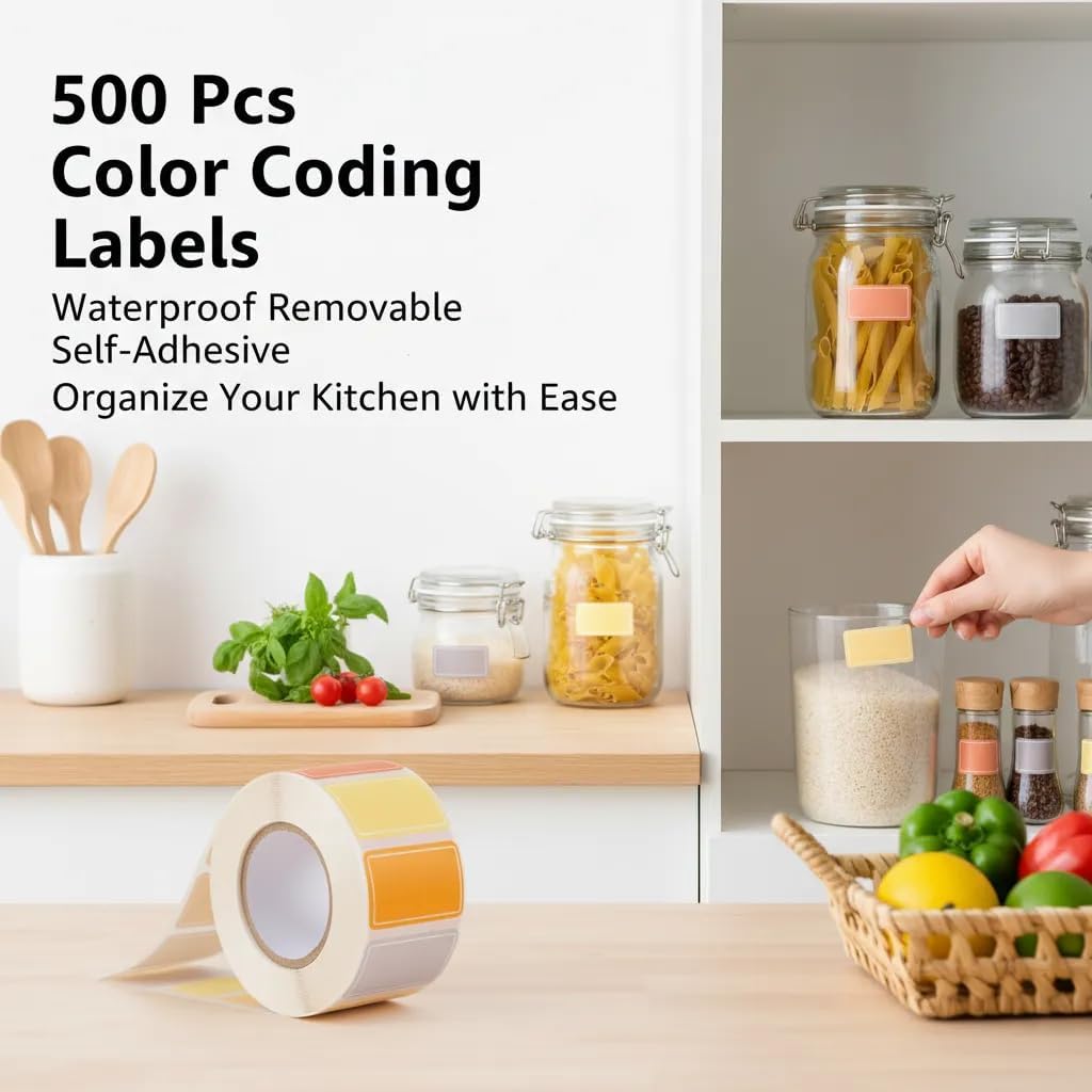 500Pcs Blue Freezer Labels, Waterproof Write-On Stickers | 500Pcs labels; removable writable adhesive for jars, containers, meal prep, pantry storage, and freezer use.