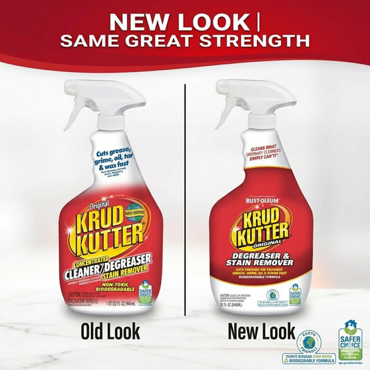 Krud Kutter Original Cleaner Degreaser Spray, 32 oz | Cuts grease, oil, grime, tar and wax. Water-based formula. Leaves no residue.