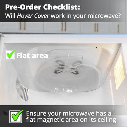 HOVER COVER Magnetic Microwave Splatter Cover for Food - 12-Inch - Gray | BPA-Free Lid, Vented Plate Guard with Steam Vents, Anti-Splash Microwave Lid, Dishwasher Safe, Space-Saving Magnetic Storage