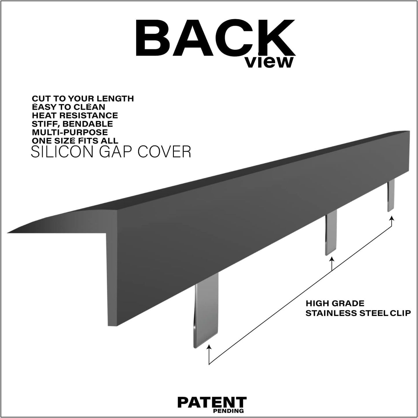 Silicone Stove Gap Covers | Fills Gaps up to 0.75”| Guard With Stainless Steel Clips Fills Gaps Between Countertop And Stove | Oven Side Gap Filler | (2 Pcs, Black)