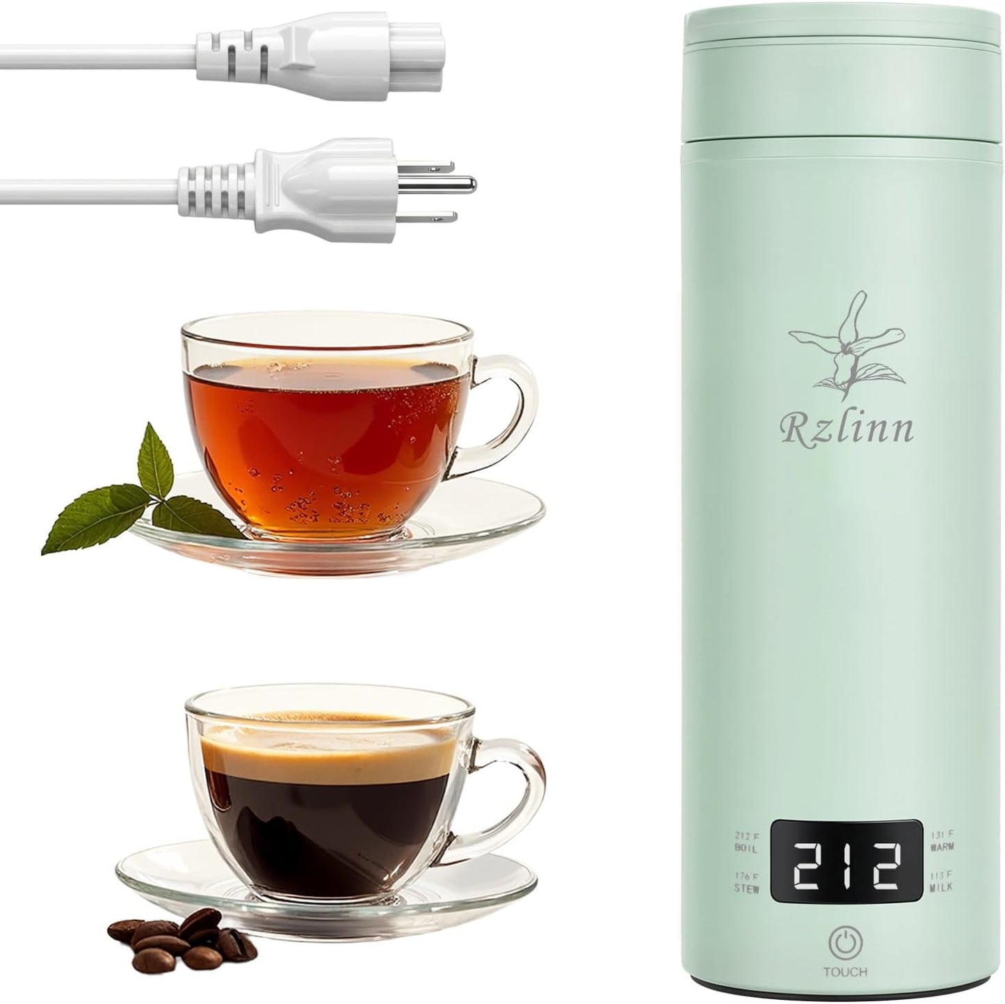 Portable Electric Kettle （120V）, Travel Tea Kettle, 316 Stainless Steel Premium Liner, 4-speed Temperature Adjustment with Auto Shut-off and Boil-Off Protection black