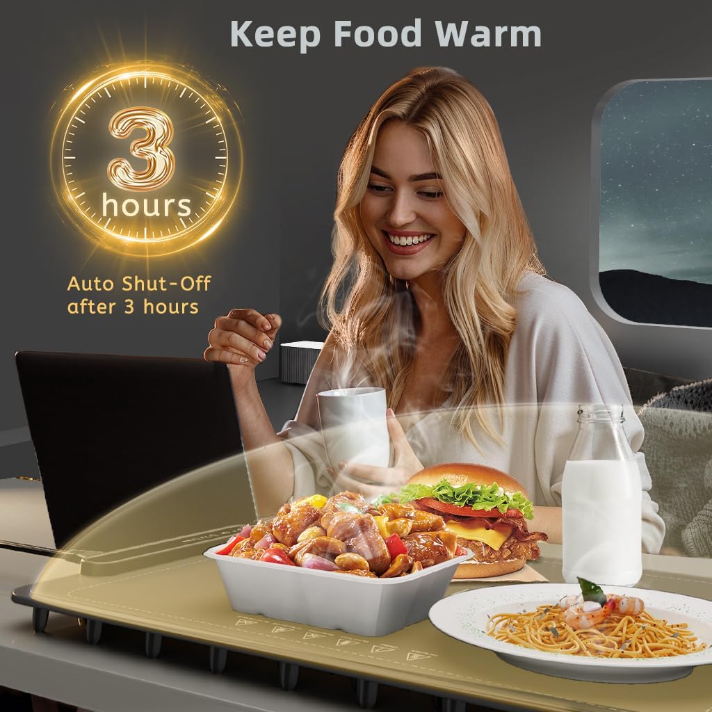 Food Warming Mat, Silicone Electric Warming Tray with 3 Modes Temperature & Fast Heating, Raised Feet Protects Table, Roll Up Buffet Hot Plates Heat Pad, Portable Food Warmer for Parties Home Travel
