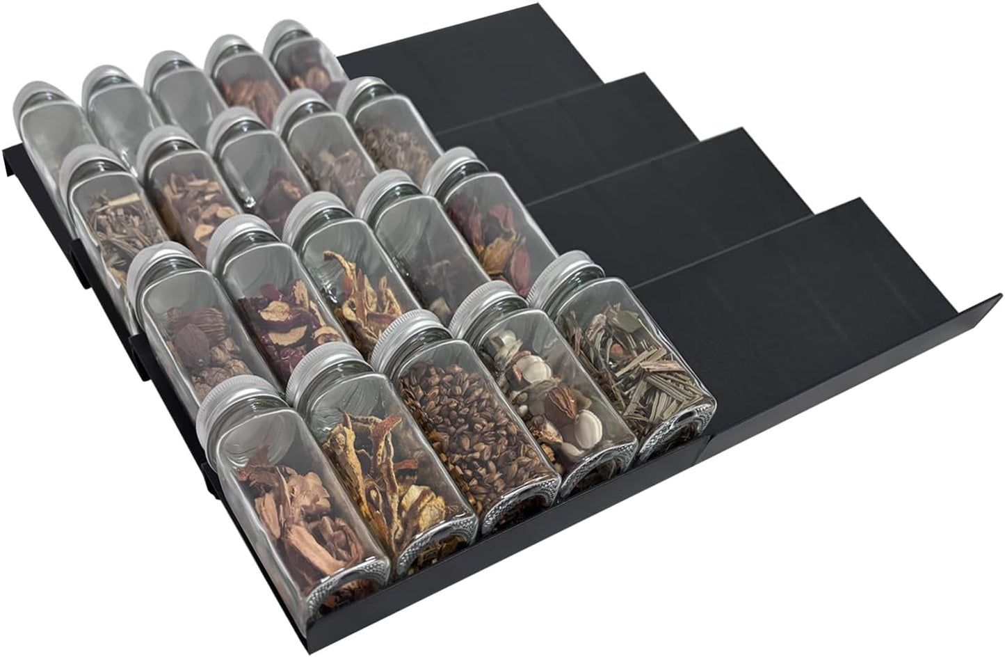 Spice Organizer for Drawer, 4 Pcs Clear Acrylic Drawer Seasoning Organizer, Expandable From 11'' to 22'' Spice Drawer Organizer, Ideal for Kitchen Spice Organization (Jars not included)