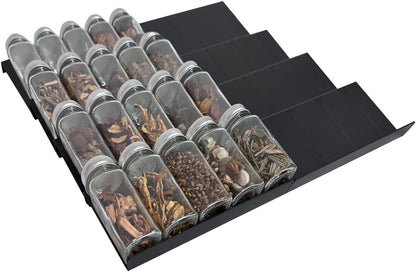 Spice Organizer for Drawer, 4 Pcs Clear Acrylic Drawer Seasoning Organizer, Expandable From 11'' to 22'' Spice Drawer Organizer, Ideal for Kitchen Spice Organization (Jars not included)