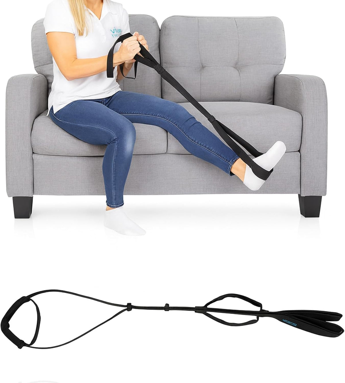 Vive Leg Lifter Strap - Leg Raise Stretch Strap w/Loop for Physical Therapy