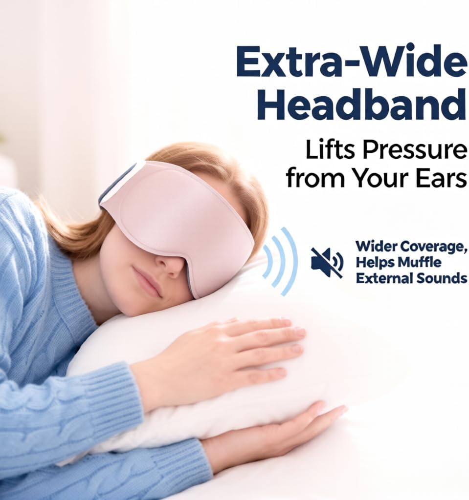 100% Blackout Weighted Sleep Mask: 3D Contoured Eye Mask with Full Coverage for Lash Extension - Soft Memory Foam,Adjustable Size - Eye Cover for Airplane Travel Essential,Meditation Blindfold