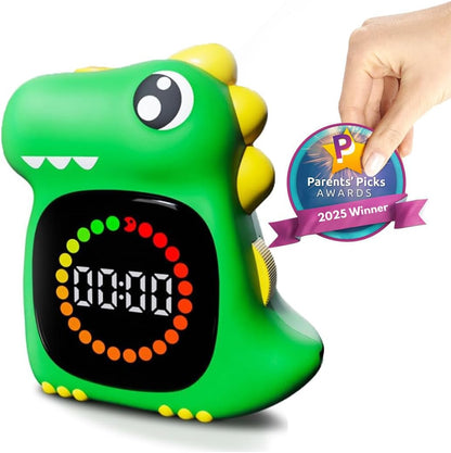 Pink Dinosaur Visual Timer for Kids, Girls Potty Training Timer | Color Countdown, Rechargeable, LED Screen, 99 Minute, Toddler, Children, Transition, 2-Min Toothbrush Setting, Hand Washing
