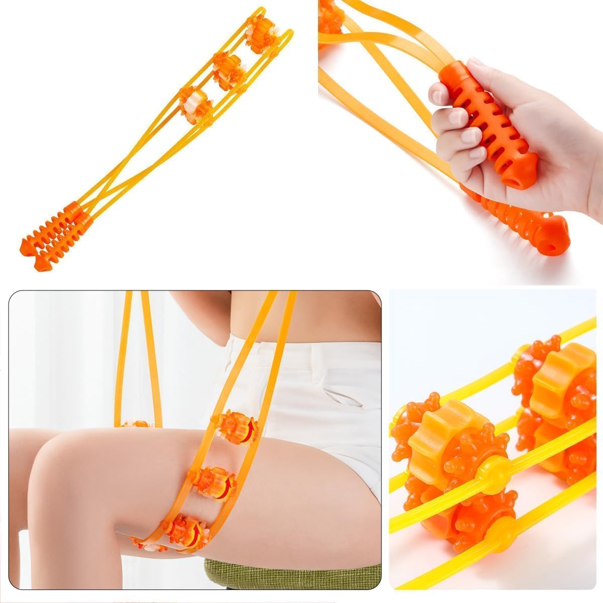 Back Massage Roller Rope, Professional Self Massage Tools, Portable Manual Massage Strap for Back Neck Leg Pain Relief Therapy Lymphatic Muscle Recovery Waist for Pain Relief
