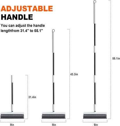 Floor Scrub Brush with Long Handle, Heavy-Duty Tile and Shower Grout Brush Stiff, Professional Grout Cleaner for Bathroom, Kitchen, Floor, Tile Brush Concrete Surfaces