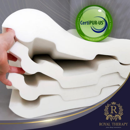 Royal Therapy Memory Foam Pillow, Queen Neck Pain Relief, Contour Cervical Pillow, for Neck and Shoulder Pain, Side, Back and Stomach Sleeper, 24x14x5 inches