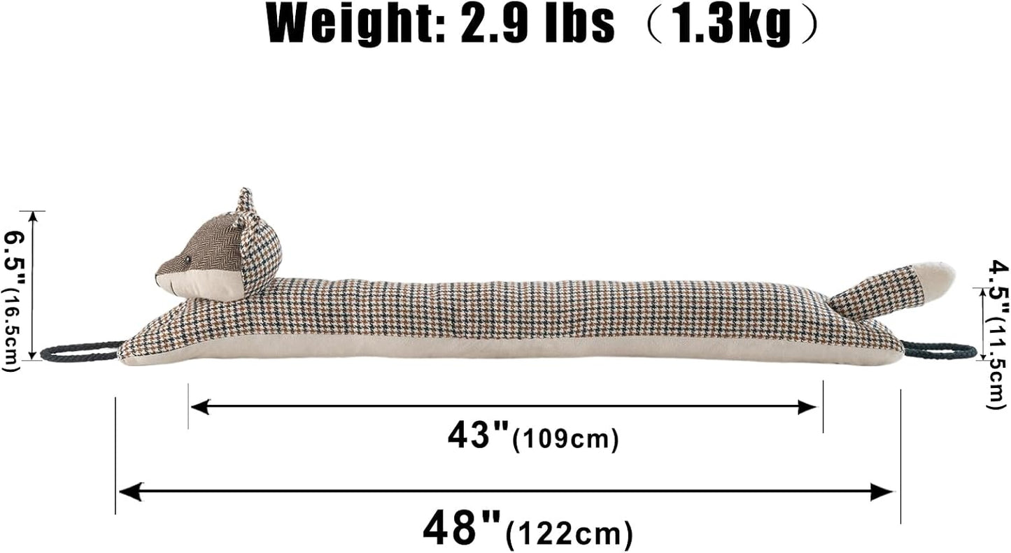 Under Door Draft Stopper Decorative Wind Stopper 36 inch for Door & Window, Weighted Animal Air Draft Stopper for Bottom of Door with Hanging Loops - Brown Dog