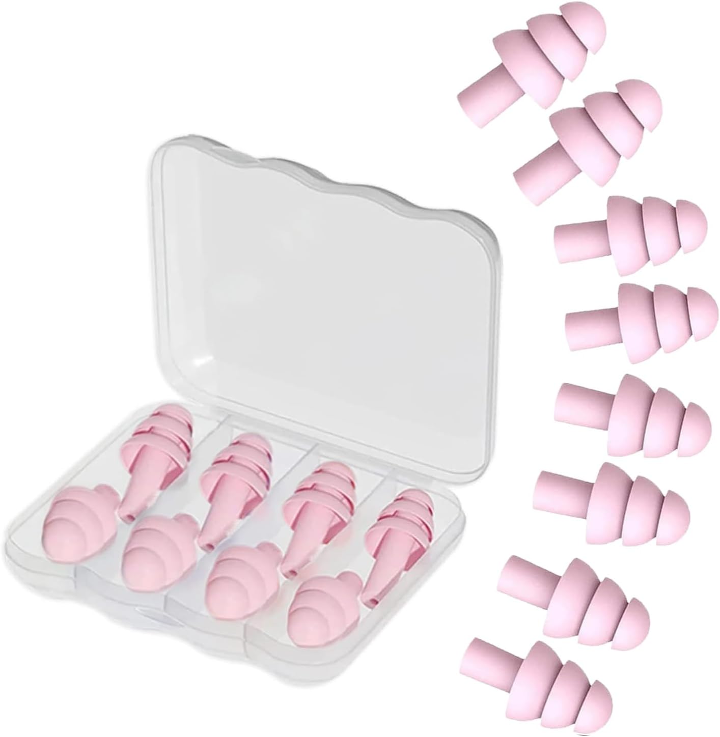 4Pairs Ear Plugs for Sleeping,Soft Silicone Earplugs Noise Cancelling,Black Earplug for Swimming Snoring Concerts Shooting Airplanes.