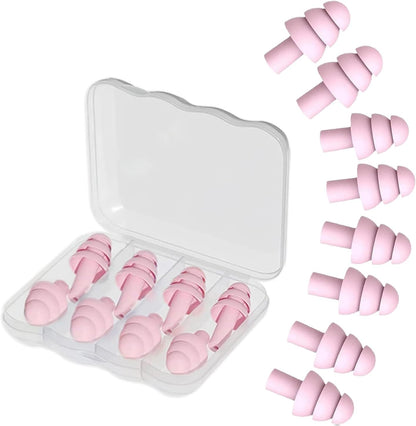 4Pairs Ear Plugs for Sleeping,Soft Silicone Earplugs Noise Cancelling,Black Earplug for Swimming Snoring Concerts Shooting Airplanes.