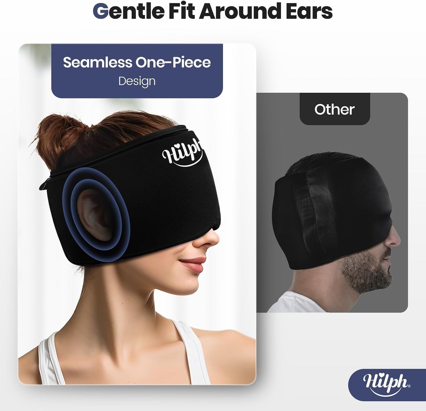 Hilph Adjustable Migraine Relief Cap, Headache Hat with Thickened Gel | Reusable, Flexible Gel, 360° Cold Compression Therapy Wrap for Tension, Stress, Sinus & Hangover Relief, Gift for Women Men
