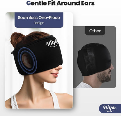 Hilph Adjustable Migraine Relief Cap, Headache Hat with Thickened Gel | Reusable, Flexible Gel, 360° Cold Compression Therapy Wrap for Tension, Stress, Sinus & Hangover Relief, Gift for Women Men