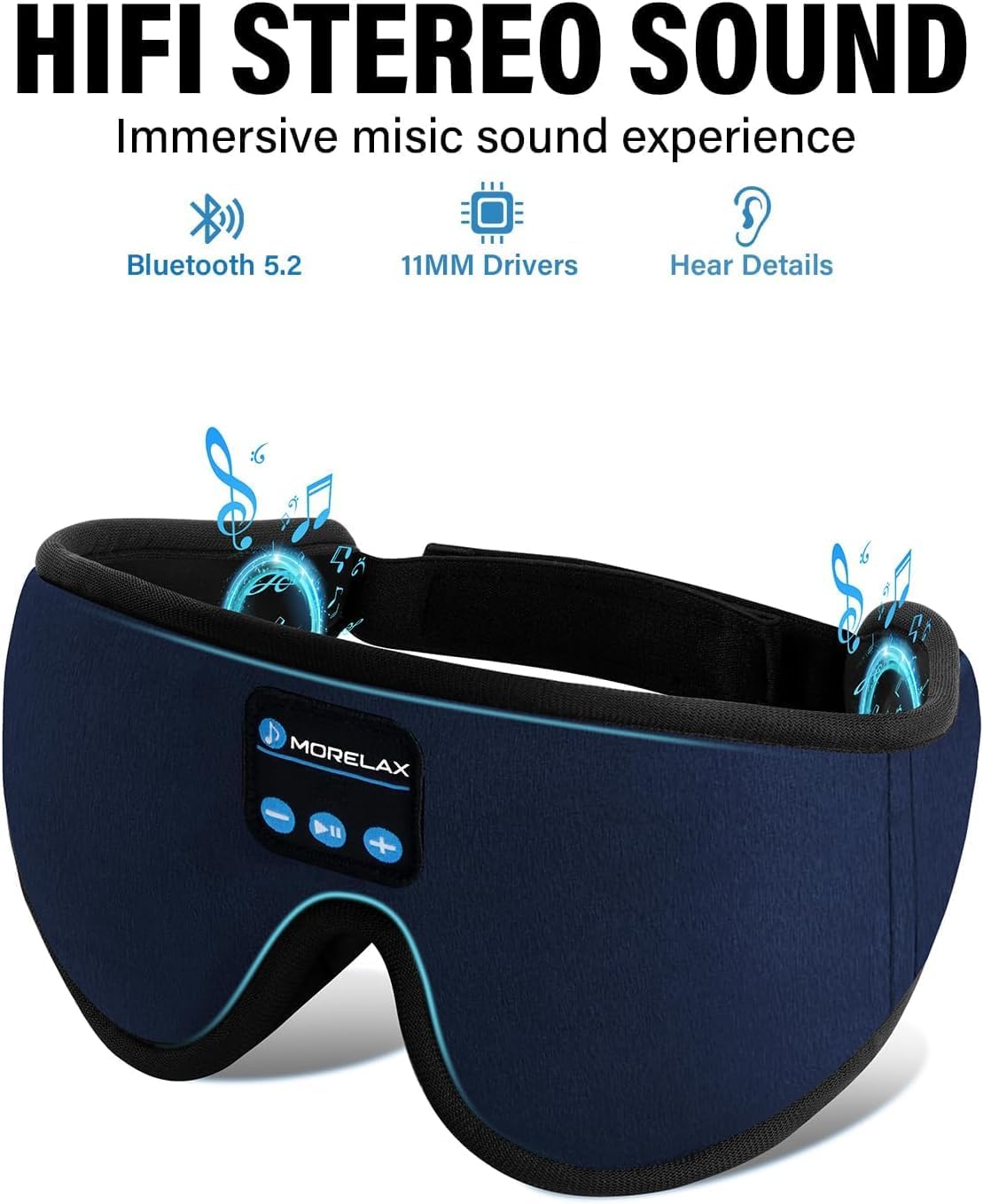 Sleep Headphones,Sleep Mask for Side Sleeper,3D Eye Mask for Sleeping with Stereo Speakers,Bluetooth Headphone,Perfect for Gifts for Women/Men Black