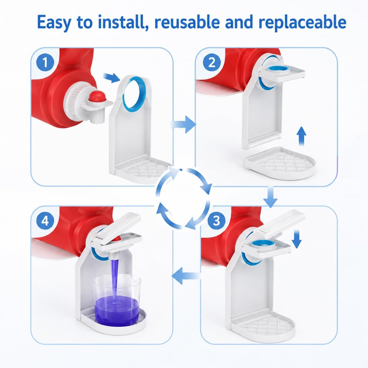 2Pcs Laundry Detergent Dispenser Cup Holder,Laundry Detergent Cup Holder and Drip Tray,Drip Collector,Detergent Dispenser,Upgraded Version of Labor-Saving Switch