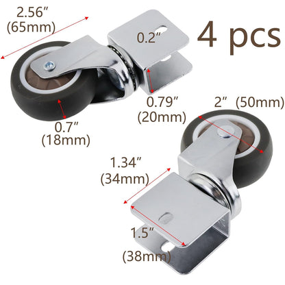 Semetall 4PCS Swivel Caster Wheels Square Cup Furniture Castors (Bronze) | 150kg Load Capacity, with Screws for Piano Feet, Sofa, Table, 1.02 Inch (26mm) Wheels