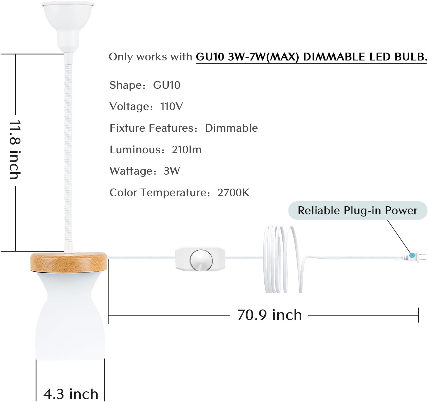 Solfres Patented Innovative Design Headboard Reading Light. No Drilling Golden Book Light for Bedtime Reading. Dimmable LED Book Reading Lamp with Bulb. Movable & Flexible, Black