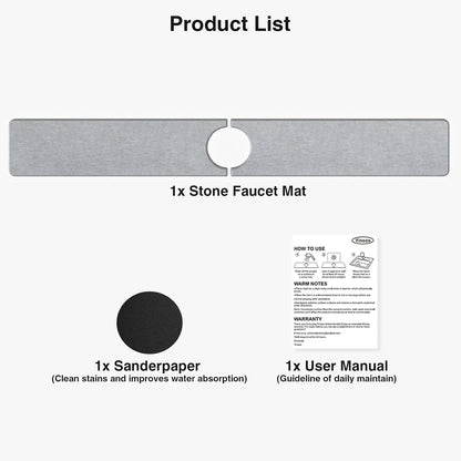 Premium Stone Faucet Mat for Kitchen Sink, 30" x 4" White | Quick Drying & Water Absorbent, Sink Splash Guard Tray for Prevents Moisture Buildup
