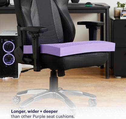 Purple Ultimate Seat Cushion, Large 2.5 Inch Gel Seat Cushion | GelFlex Grid for Office Chair, Gaming, Car - Pressure-Reducing for Long Sitting, Temperature-Neutral, No-Slip - Made in USA