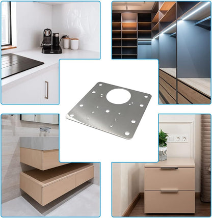 4 PCS Hinge Repair Plate,Stainless Steel Fix The Hinge Side Plate Repair Piece with Mounting Screws for Wood, Furniture, Shelves, Cabinet