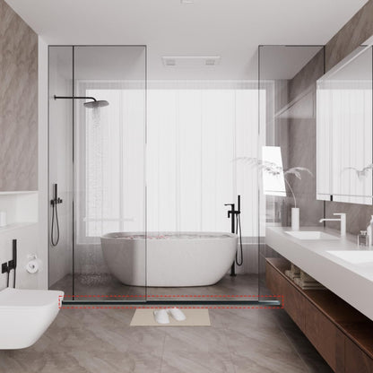 39” Transparent Shower Threshold Water Dam Stopper for Dry Wet Separation | Self Adhesive Collapsible Walk in Shower Splash Guard Seal Strip,Silicone Sink Edge Water Barrier for Bathroom,Kitchen