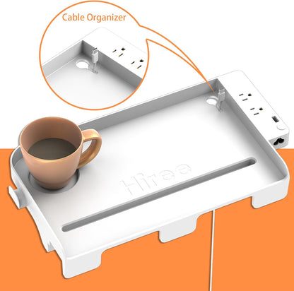 Bedside Shelf for Dorm Bunk Bed with USB Charging Port and 2 AC Outlets, Bedside Caddy, Attachable Bedside Table, College Dorm Essential Clip On Bedside Tray, Bunk Bed Accessories, Bedroom Furniture