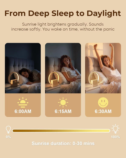 Sunrise Alarm Clock with White Noise Machine, 10 Soothing Sounds, Wake Up Light with Sleep Timer, 4-Level Touch Night Light, USB Port, Digital Alarm Clocks for Bedroom Heavy Sleepers Adults