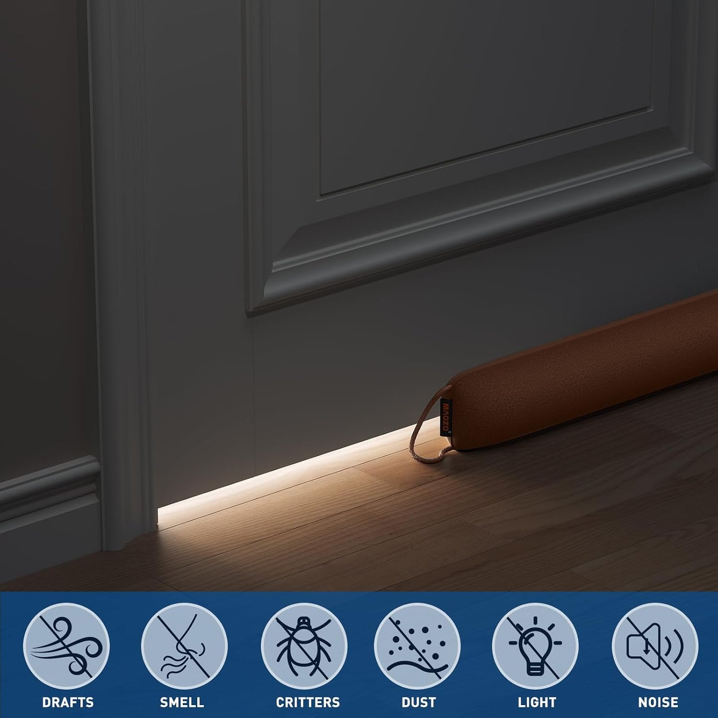 MAGZO Door Draft Stopper 36 Inches, Energy Saving, Gray | Weighted Sound Proofing for Door Draft Blocker, Under Door Gap Filler with Machine Washable Fabric
