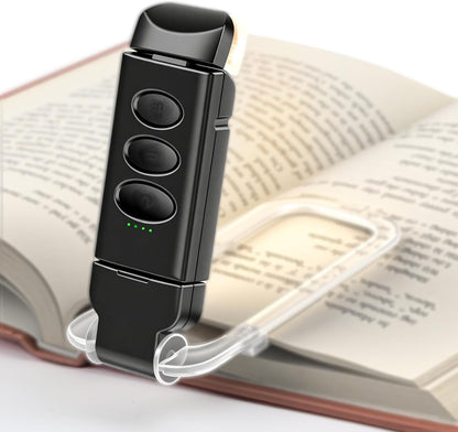 Book Reading Light Rechargeable Clip on Book Lamp with 3 Color Temperatures | 5-Level Dimmable Brightness, 3 Color Temperatures, 360° Rotatable USB Eye Caring
