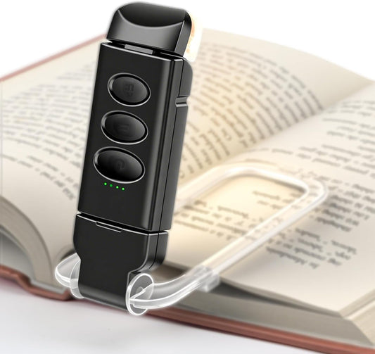 Book Reading Light Rechargeable Clip on Book Lamp with 3 Color Temperatures | 5-Level Dimmable Brightness, 3 Color Temperatures, 360° Rotatable USB Eye Caring