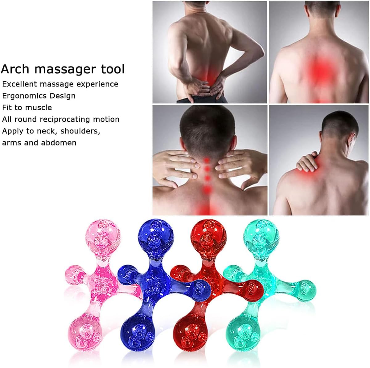 Trigger Point Massage Tools, 2 PCS 4 Point Manual Massager (Blue) | Deep Muscle Tissue Massage Tool, Handheld Palm Pressure Point Massage Tool, for Neck Shoulder Back Muscle Pain Relief