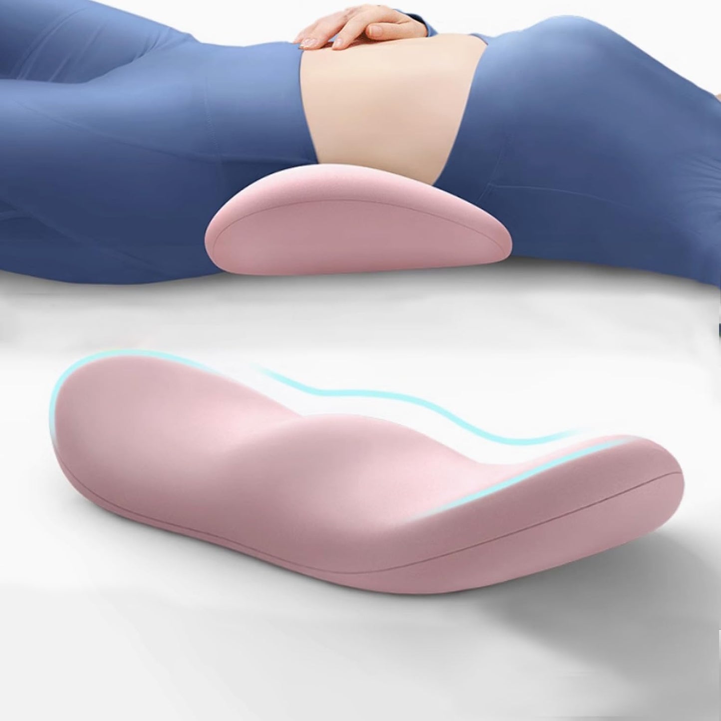 GDLKPS Sleep Lumbar Support Pillow is Used to Relieve Low Back Pain.Memory Foam Back Wedge Bolster Pillow for Side Sleepers for Car, Bed, Chair, Sofa Lower Back Pillow for Sleeping (Pink) (Pink)