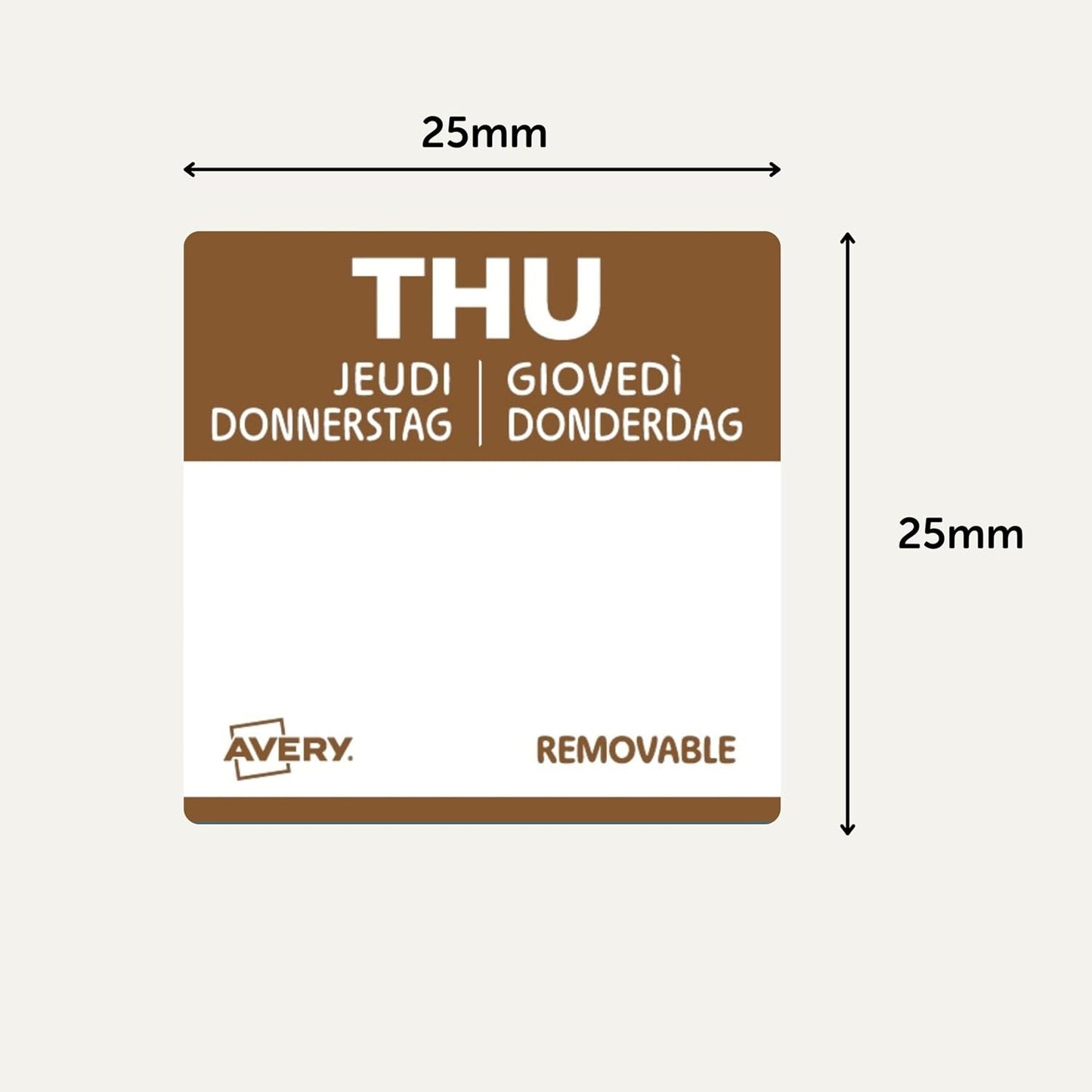Avery Removable, Hand Writable, Food Day Labels, Wednesday, Strong Adhesive, 25 x 25 mm, Red, 1000 Labels, Preprinted Design (DLSWEDREV-1000)