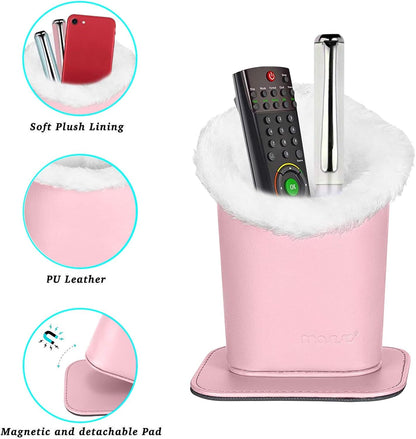 MOSISO Eyeglasses Holder for Women, Plush Lined PU Leather Glasses Case | Eyeglasses Holder with Magnetic Base, Anti-Scratch Storage for Desk
