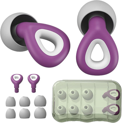 Noise Cancelling Ear plugs for Sleeping - Black Comfortable Reusable Silicone Earplugs for Sleep 24dB Noise Reduction Snoring and Studying Travel Concerts Hearing Protection with 3Tips and Storage Box