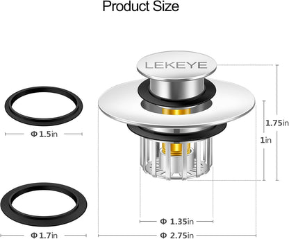 LEKEYE Tub Stopper | Shower Drain Hair Catcher | Pop-up Drain Stopper with Strainer | Bathroom Bathtub Plug | Drain Protector for 1-1/2 to 1-3/4" Bath Drain Hole