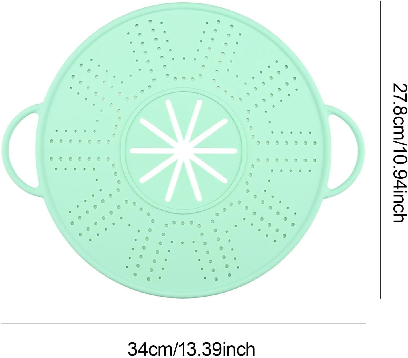 Silicone Spill Stopper Lid, 10.94 in Double Handle Splatter Screen for Boil-Over and Oil Splatter, Black
