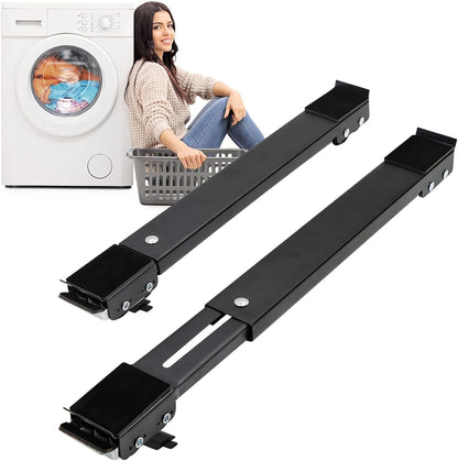 Extendable Furniture Appliances Rollers, Mover Tools for Moving, Black | 24 Roller & Brake Equipment for Heavy Washing Machine Refrigerator for Mobile Wheels Strong Base Stand Hold Up to 660 lb