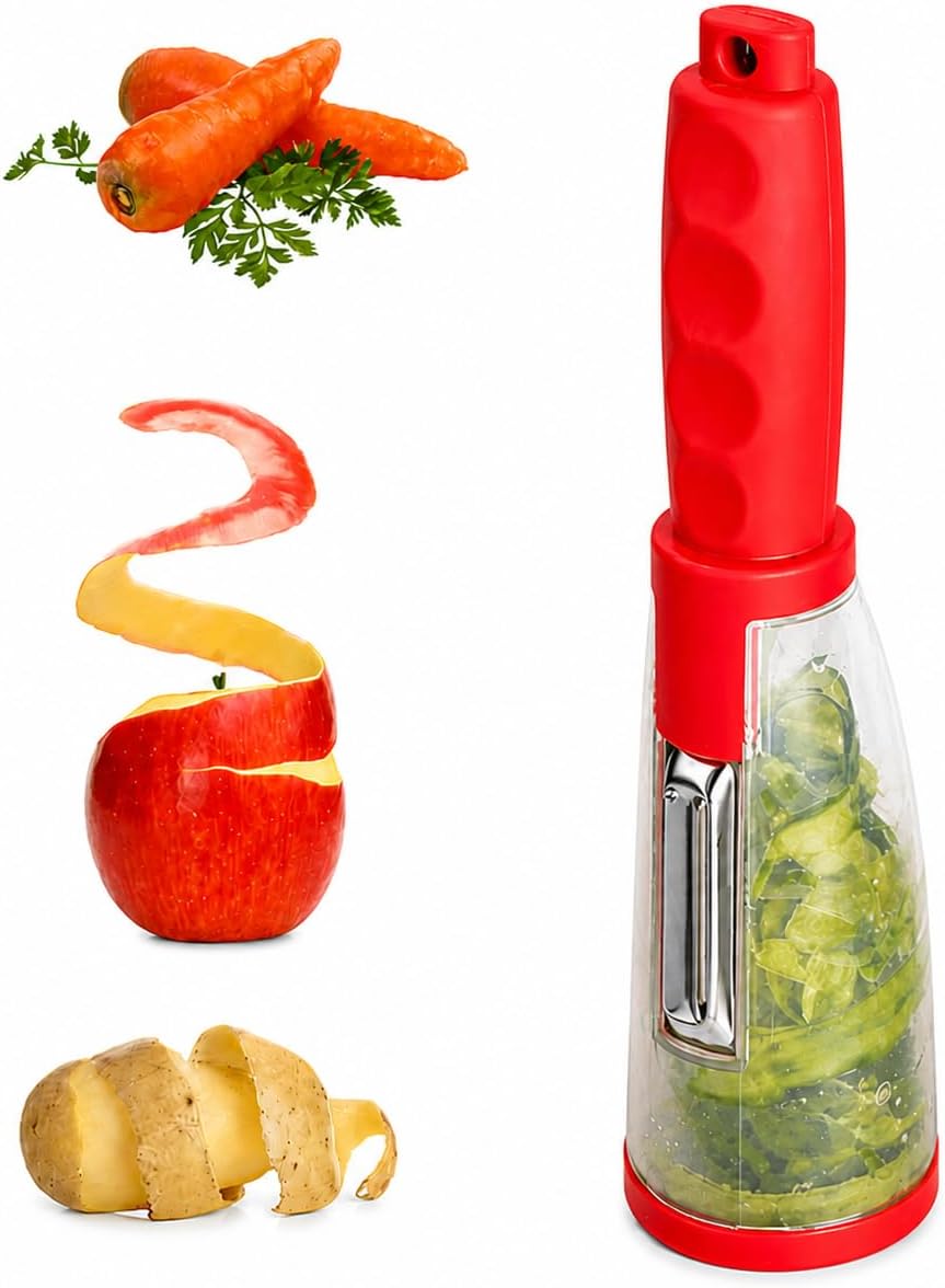Nature+ Vegetable Peeler Fruit Peeler with Container, Stainless Steel Blade, Non-Slip Handle, Kitchen Kiwi Peeler for Apple, Potato